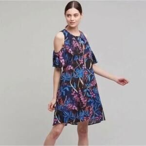 Anthropologie Maeve Elia Floral Open Shoulder Dress Size 6